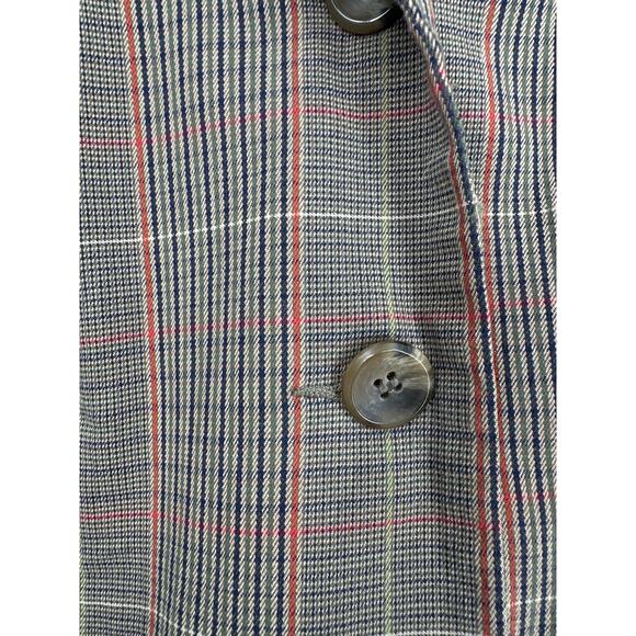 90s Vintage Blazer Jacket Womens Large Beige Plaid Stretch Fitted Heritage Y2K - Picture 4 of 7